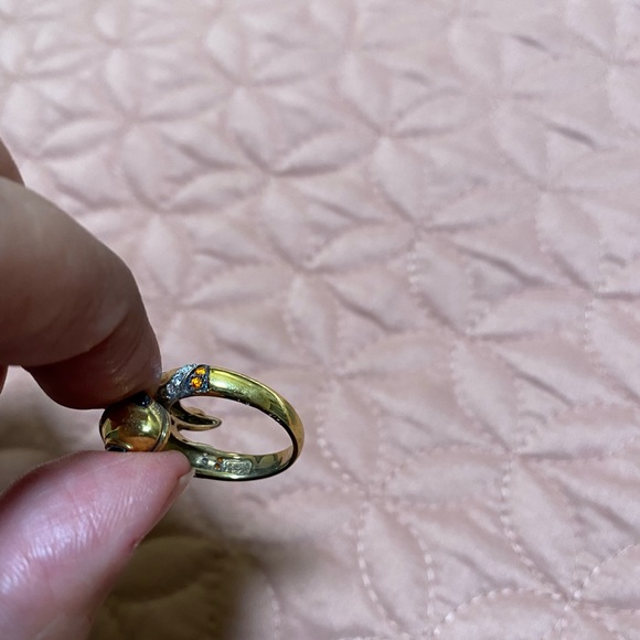 Sterling Silver bejeweled & gilded snake ring - Picture 7 of 13